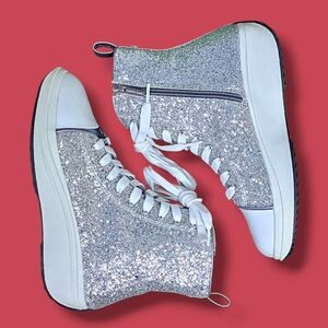 VINCE CAMUTO | GIRLS HIGH-TOP GLITTER PLATFORM SNEAKERS -